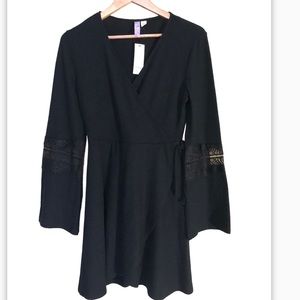 Francesca’s whimsigoth boho flare sleeve faux wrap dress